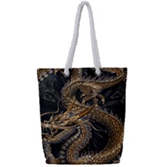 Fantasy Dragon Pentagram Full Print Rope Handle Tote (small) by Maspions