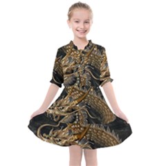 Fantasy Dragon Pentagram Kids  All Frills Chiffon Dress