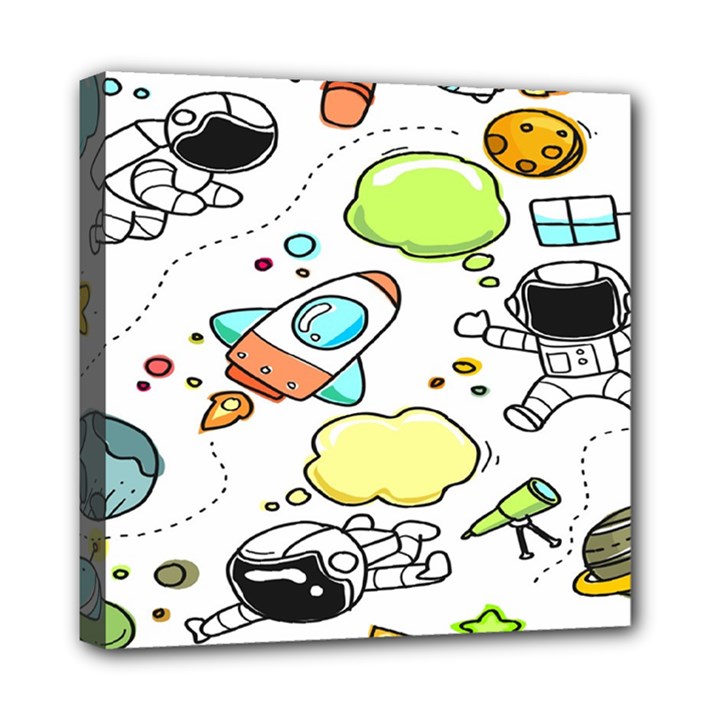 Sketch Cartoon Space Set Mini Canvas 8  x 8  (Stretched)