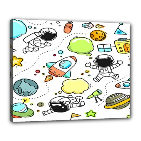Sketch Cartoon Space Set Canvas 20  x 16  (Stretched)