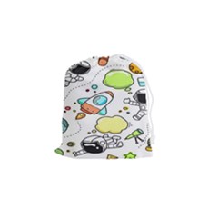 Sketch Cartoon Space Set Drawstring Pouch (Small)