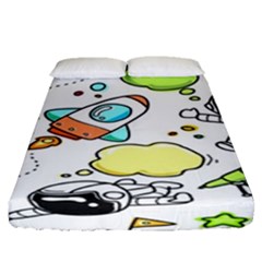 Sketch Cartoon Space Set Fitted Sheet (queen Size) by Hannah976