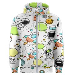 Sketch Cartoon Space Set Men s Zipper Hoodie