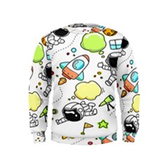 Sketch Cartoon Space Set Kids  Sweatshirt