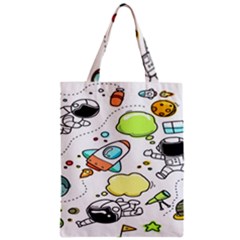 Sketch Cartoon Space Set Zipper Classic Tote Bag