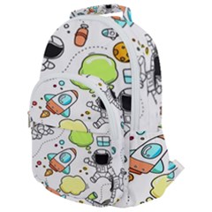 Sketch Cartoon Space Set Rounded Multi Pocket Backpack