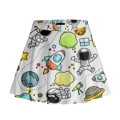 Sketch Cartoon Space Set Mini Flare Skirt