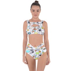 Sketch Cartoon Space Set Bandaged Up Bikini Set 