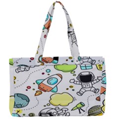 Sketch Cartoon Space Set Canvas Work Bag