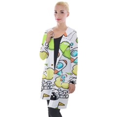 Sketch Cartoon Space Set Hooded Pocket Cardigan