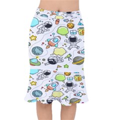 Sketch Cartoon Space Set Short Mermaid Skirt