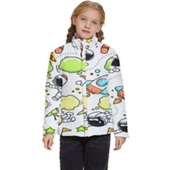 Sketch Cartoon Space Set Kids  Puffer Bubble Jacket Coat