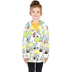 Sketch Cartoon Space Set Kids  Double Breasted Button Coat