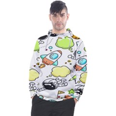 Sketch Cartoon Space Set Men s Pullover Hoodie