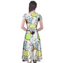 Sketch Cartoon Space Set Cap Sleeve Wrap Front Dress View2