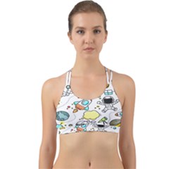 Sketch Cartoon Space Set Back Web Sports Bra