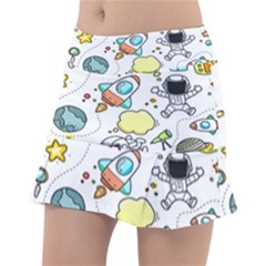 Sketch Cartoon Space Set Classic Tennis Skirt