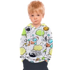 Sketch Cartoon Space Set Kids  Overhead Hoodie