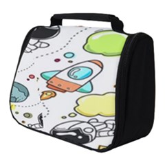 Sketch Cartoon Space Set Full Print Travel Pouch (Small)