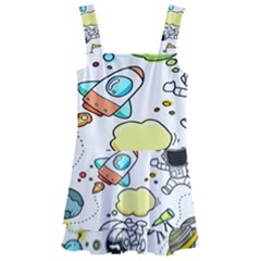 Sketch Cartoon Space Set Kids  Layered Skirt Swimsuit