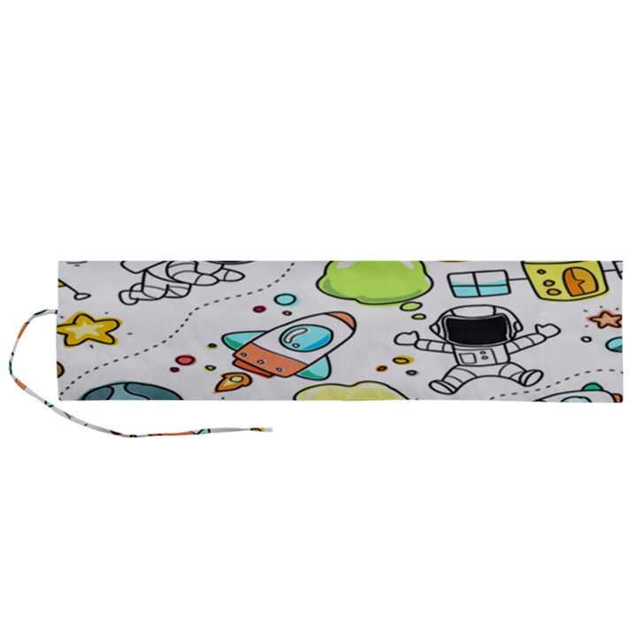 Sketch Cartoon Space Set Roll Up Canvas Pencil Holder (L)