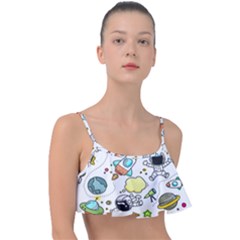 Sketch Cartoon Space Set Frill Bikini Top