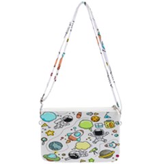 Sketch Cartoon Space Set Double Gusset Crossbody Bag