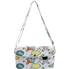 Sketch Cartoon Space Set Removable Strap Clutch Bag