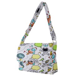 Sketch Cartoon Space Set Full Print Messenger Bag (L)