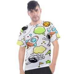 Sketch Cartoon Space Set Men s Sport Top