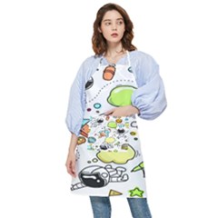 Sketch Cartoon Space Set Pocket Apron