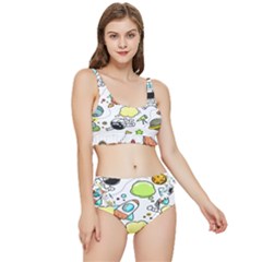 Sketch Cartoon Space Set Frilly Bikini Set by Hannah976