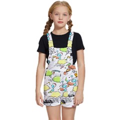 Sketch Cartoon Space Set Kids  Short Overalls