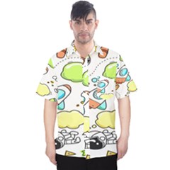 Sketch Cartoon Space Set Men s Hawaii Shirt