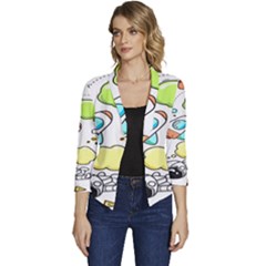 Sketch Cartoon Space Set Women s Casual 3/4 Sleeve Spring Jacket by Hannah976