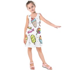 Doodle Cartoon Drawn Cone Food Kids  Sleeveless Dress