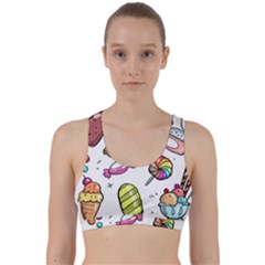 Doodle Cartoon Drawn Cone Food Back Weave Sports Bra