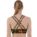 Floral Hearts Brown Green Retro Back Weave Sports Bra View2