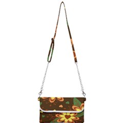 Floral Hearts Brown Green Retro Mini Crossbody Handbag by Hannah976