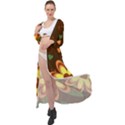 Floral Hearts Brown Green Retro Maxi Chiffon Beach Wrap View1