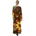 Floral Hearts Brown Green Retro Maxi Chiffon Beach Wrap View2