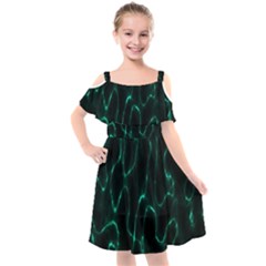 Green Pattern Background Abstract Kids  Cut Out Shoulders Chiffon Dress
