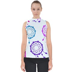 Dreamcatcher Dream Catcher Pattern Mock Neck Shell Top