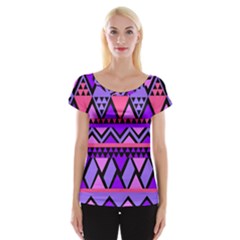 Seamless Purple Pink Pattern Cap Sleeve Top