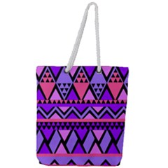 Seamless Purple Pink Pattern Full Print Rope Handle Tote (large)