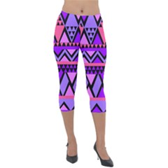 Seamless Purple Pink Pattern Lightweight Velour Capri Leggings  by Hannah976