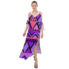 Seamless Purple Pink Pattern Maxi Chiffon Cover Up Dress