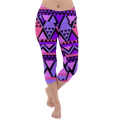 Seamless Purple Pink Pattern Lightweight Velour Capri Yoga Leggings by Hannah976