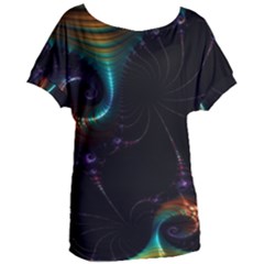 Fractal Transfer Metallic Black Women s Oversized T-shirt