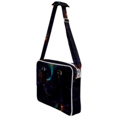 Fractal Transfer Metallic Black Cross Body Office Bag by Hannah976